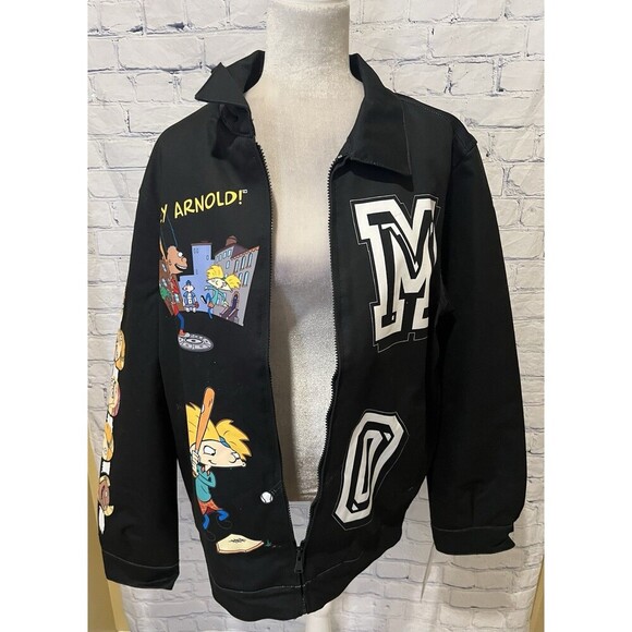 NICKELODEON Hey Arnold X MEMBERS ONLY Black Graphic Jacket Men’s Unisex Size L - Picture 7 of 11